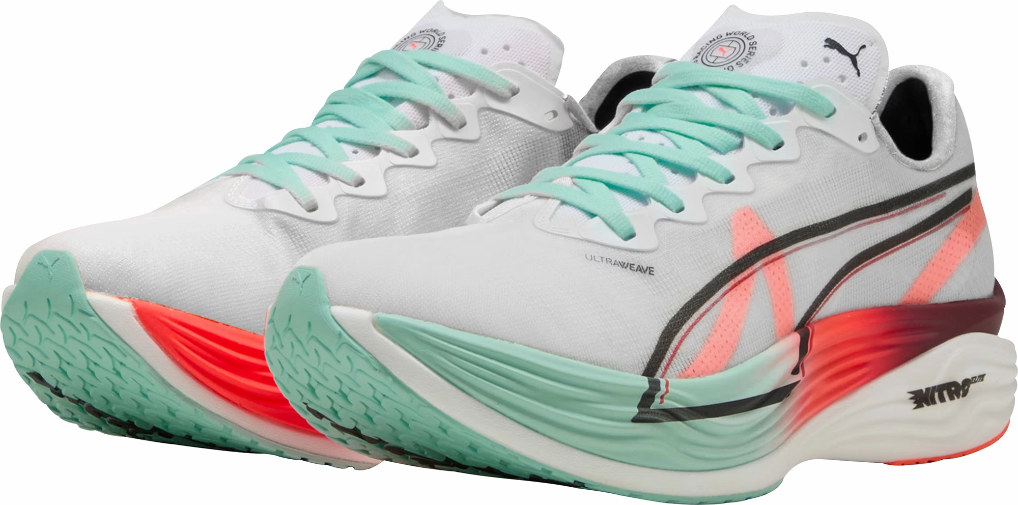 Tread Pattern Design college - team - themed running shoes Puma Deviate Nitro Elite 3 HYROX Womens Running Shoes - White