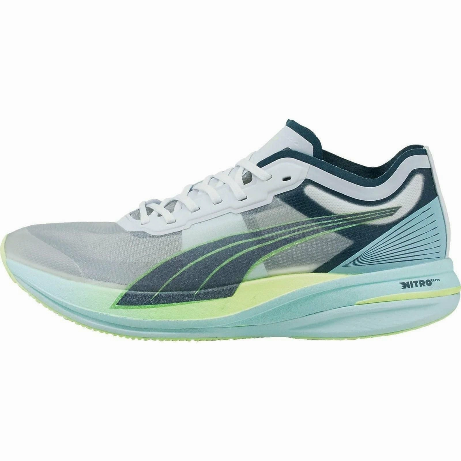 Puma Deviate Nitro Elite Racer Mens Running Shoes - White Triple Density Outsole