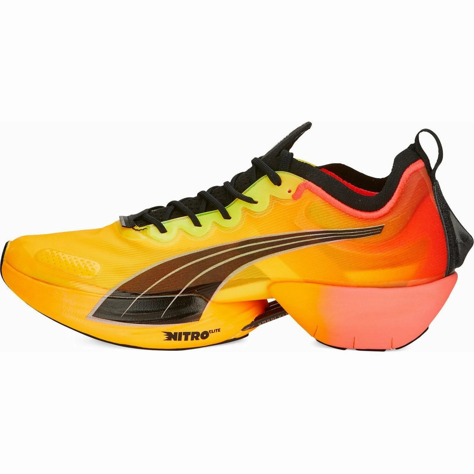 Foot Hugging Fit Stable Midsole Puma Fast-R Nitro Elite Fireglow Mens Running Shoes - Yellow