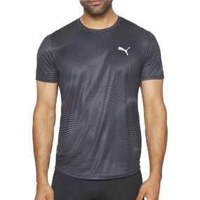 Puma Favourite Short Sleeve Mens Running Top - Black Stretch Waist Lightweight Shirt