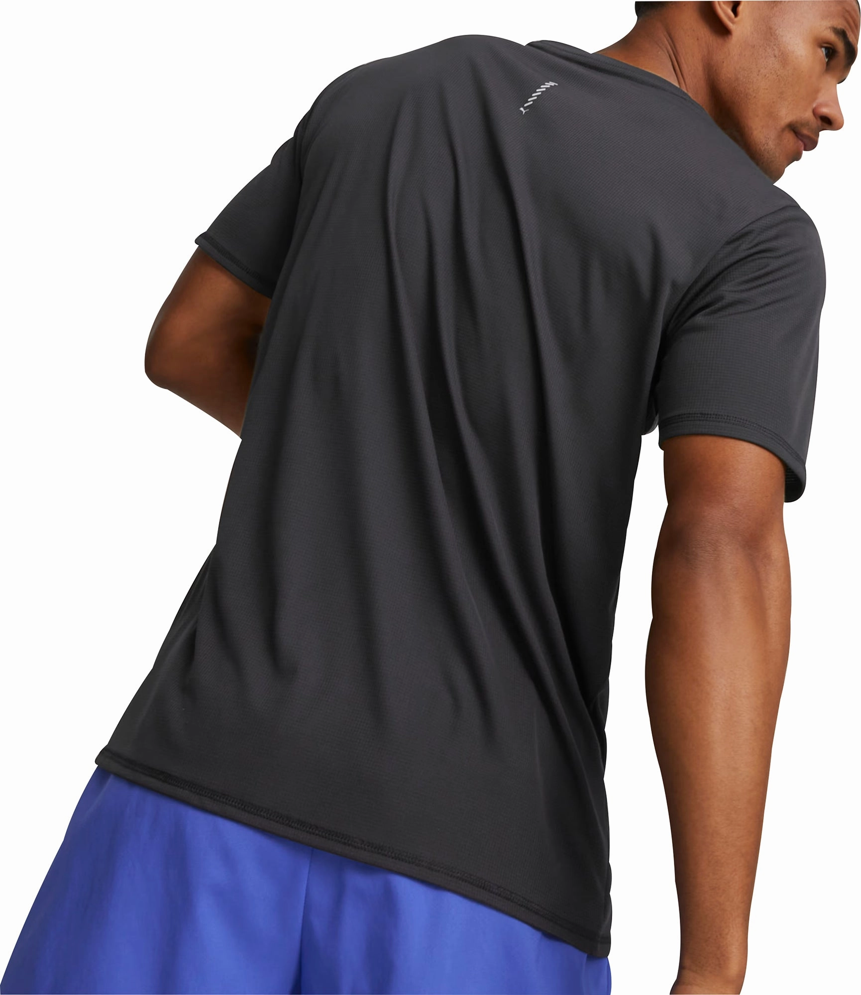 Puma Favourite Short Sleeve Mens Running Top - Black V neck