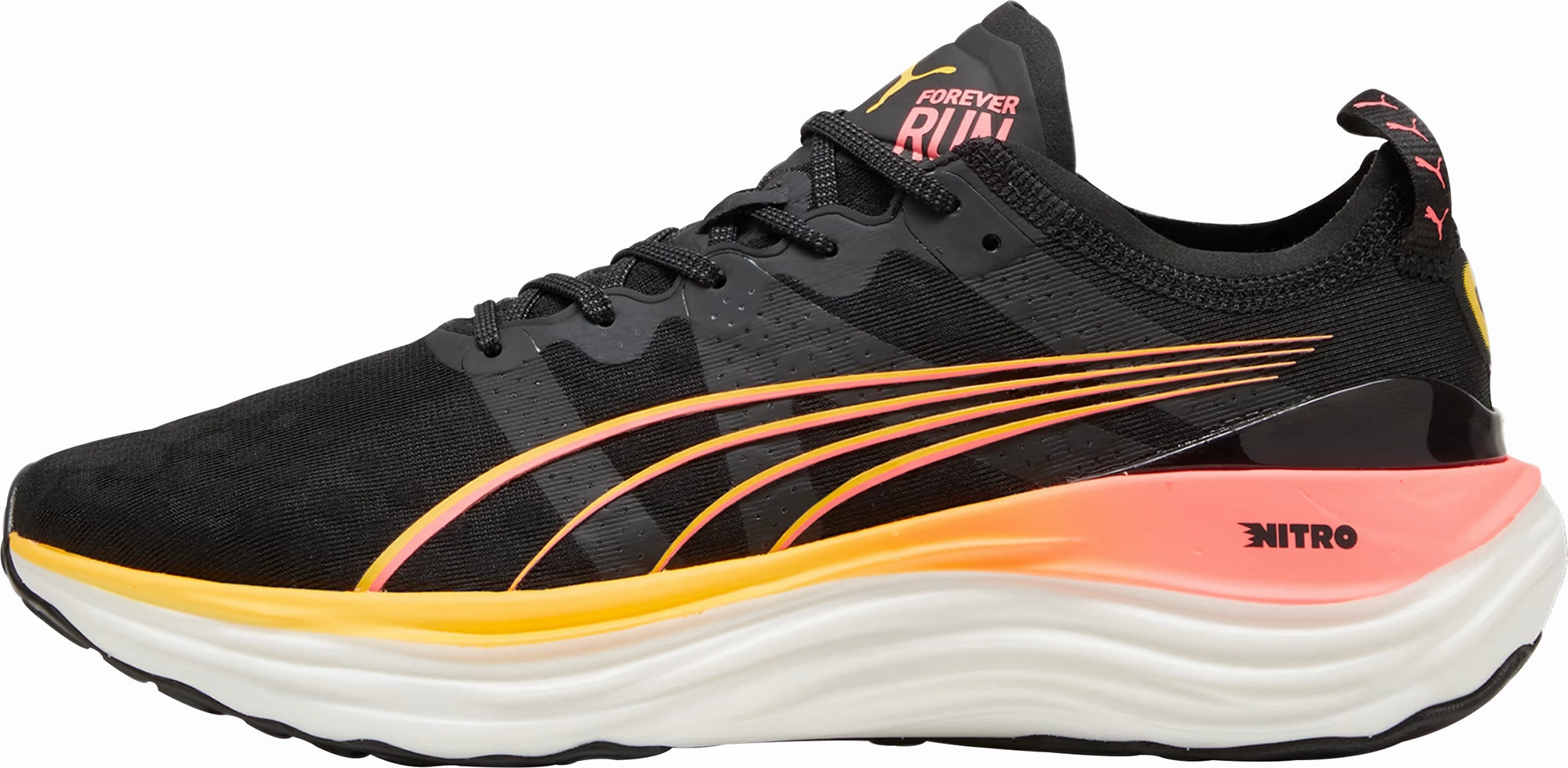 Puma ForeverRun Nitro Mens Running Shoes - Black Regular Fit Reinforced toe box