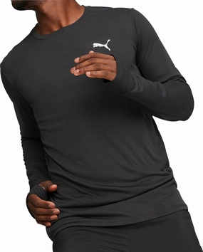 Puma Fun Favourite Long Sleeve Mens Running Top - Black Full Cut Armhole Design
