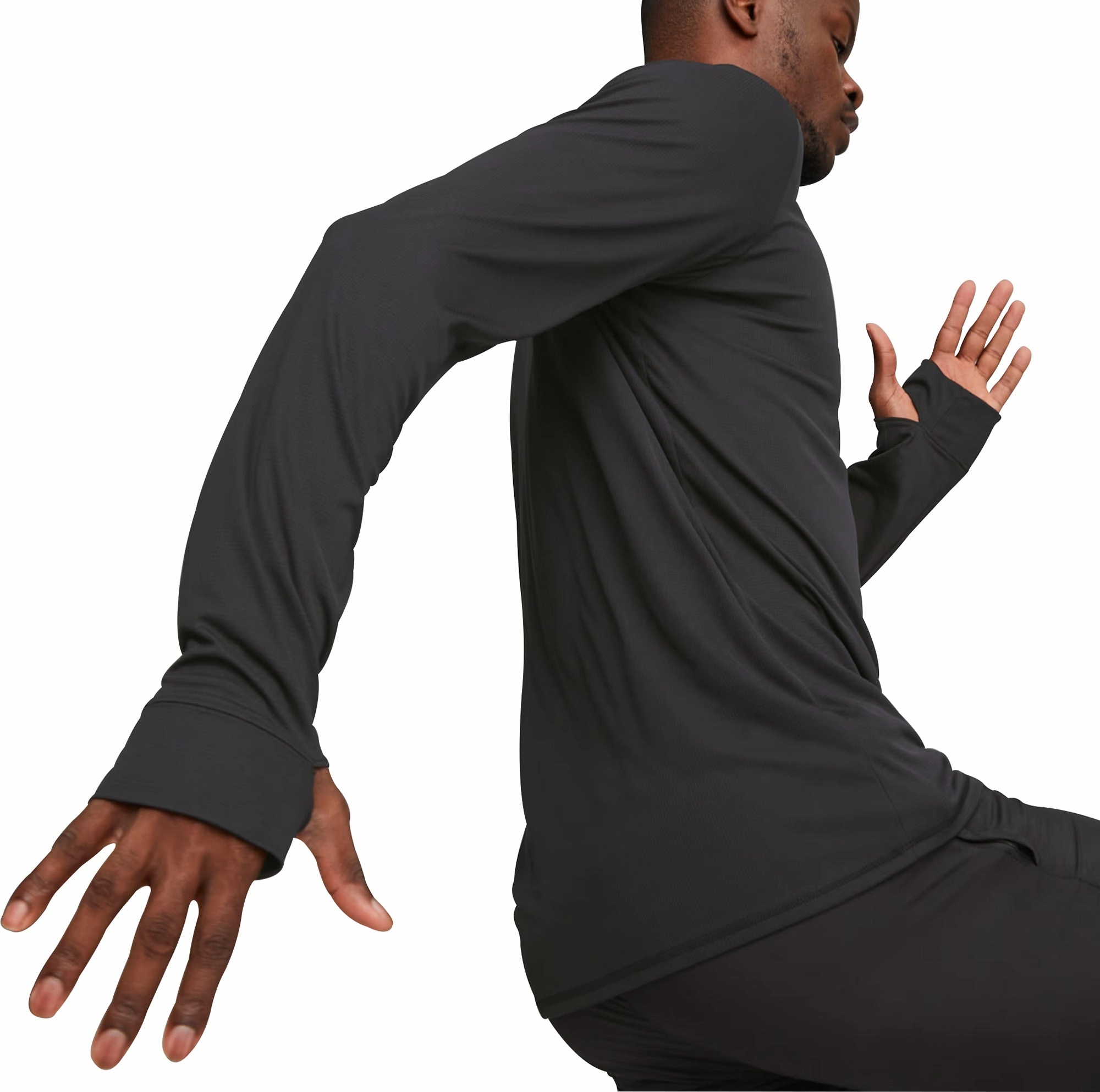Puma Fun Favourite Long Sleeve Mens Running Top - Black Video Day - Wear