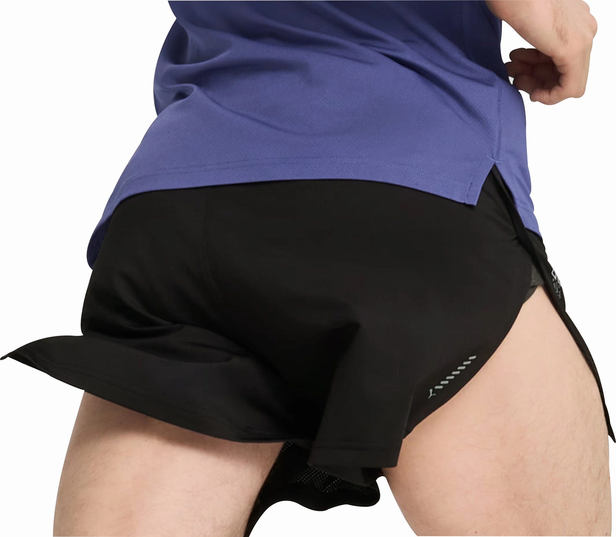 Puma Knit 3 Inch Mens Split Running Shorts - Black Light Motion Stretch performance