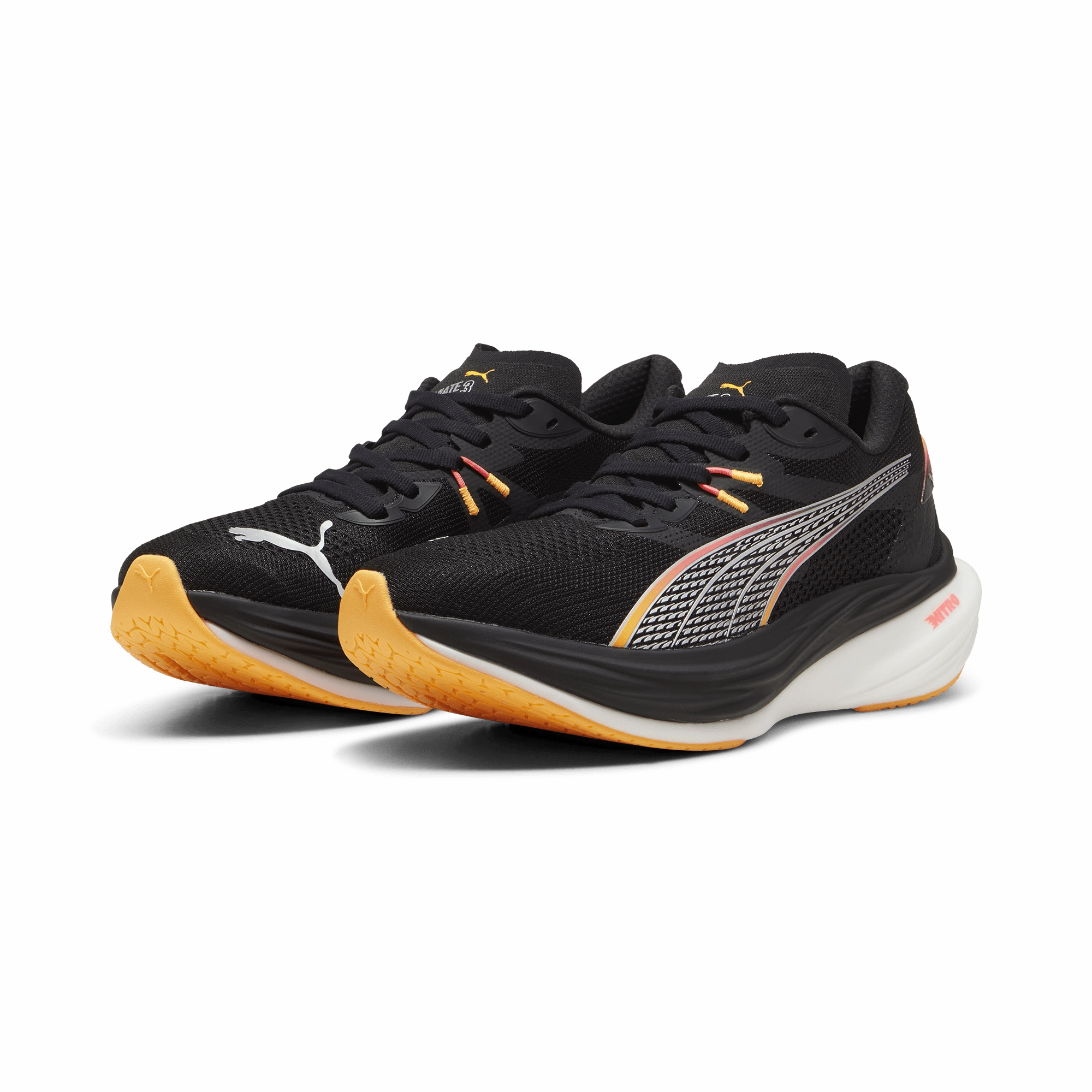 Puma Men's Deviate Nitro 3 Running Shoes in Black/Sun Stream AW24 medial - support - balance shoes