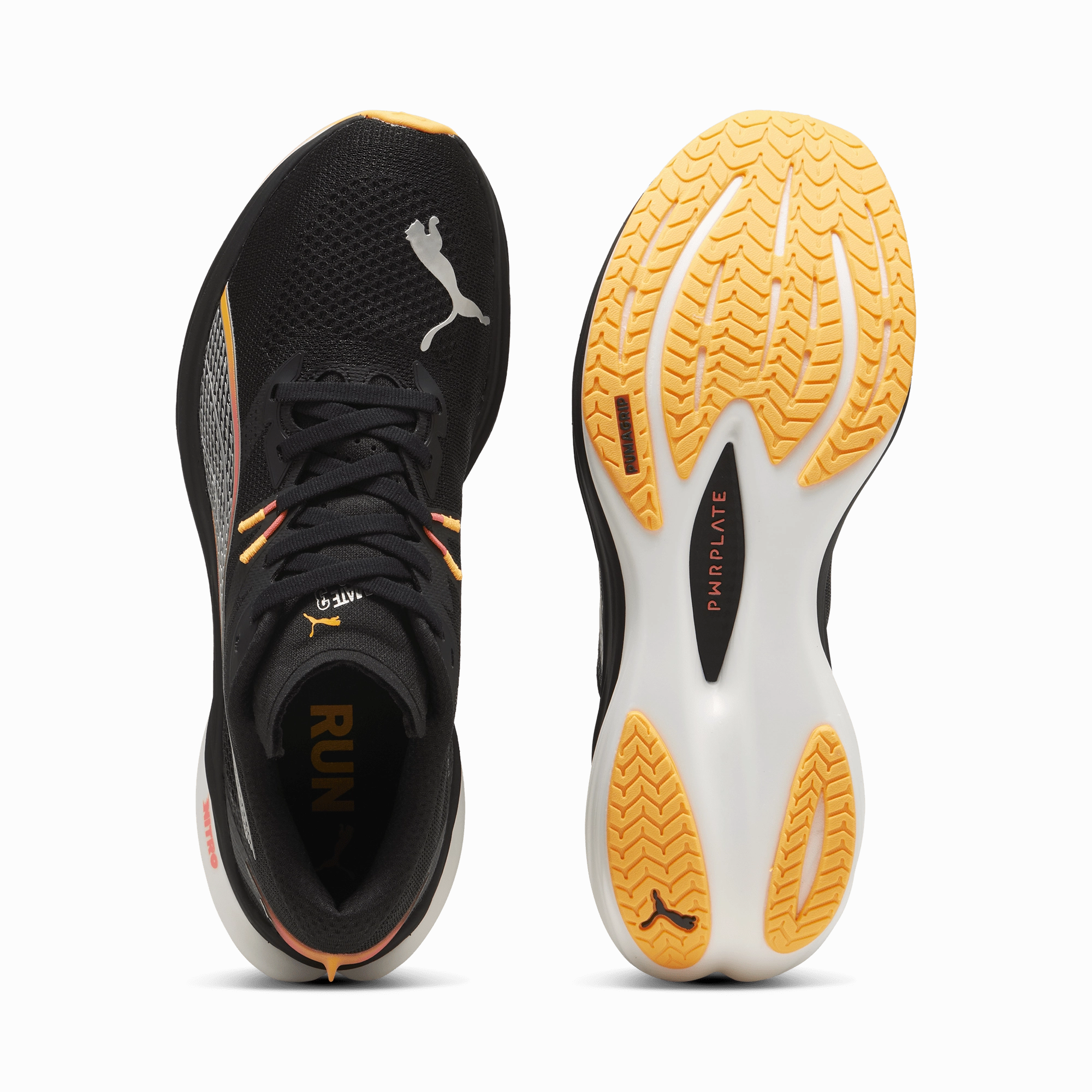 Trail running wear All Day Comfort Core Puma Men's Deviate Nitro 3 Running Shoes in Black/Sun Stream AW24