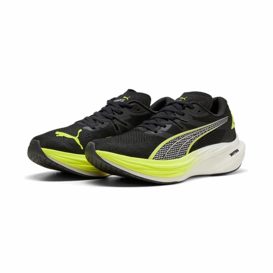Puma Men's Deviate Nitro 3 Running Shoes in PUMA Black/Yellow Alert SS25 running in corporate runs shoes high - performance - feature shoes