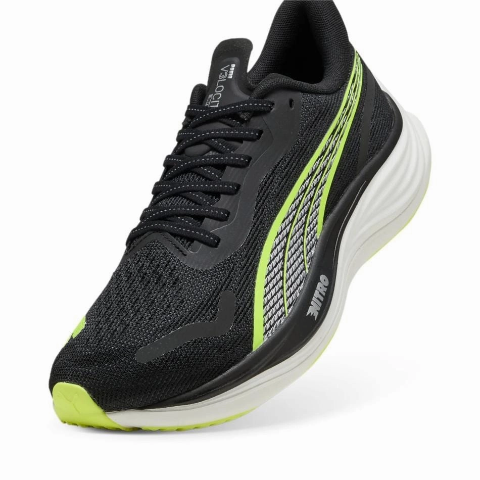 Puma Men's Velocity Nitro 3 Running Shoes in Puma Black/Yellow Alert SS25 Ankle Support