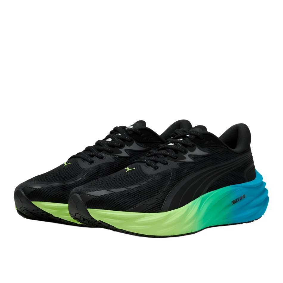PUMA Men's Velocity NITRO 4 Running Shoes in PUMA Black/Speed Blue AW25 SleekDesign Responsive Cushioning System