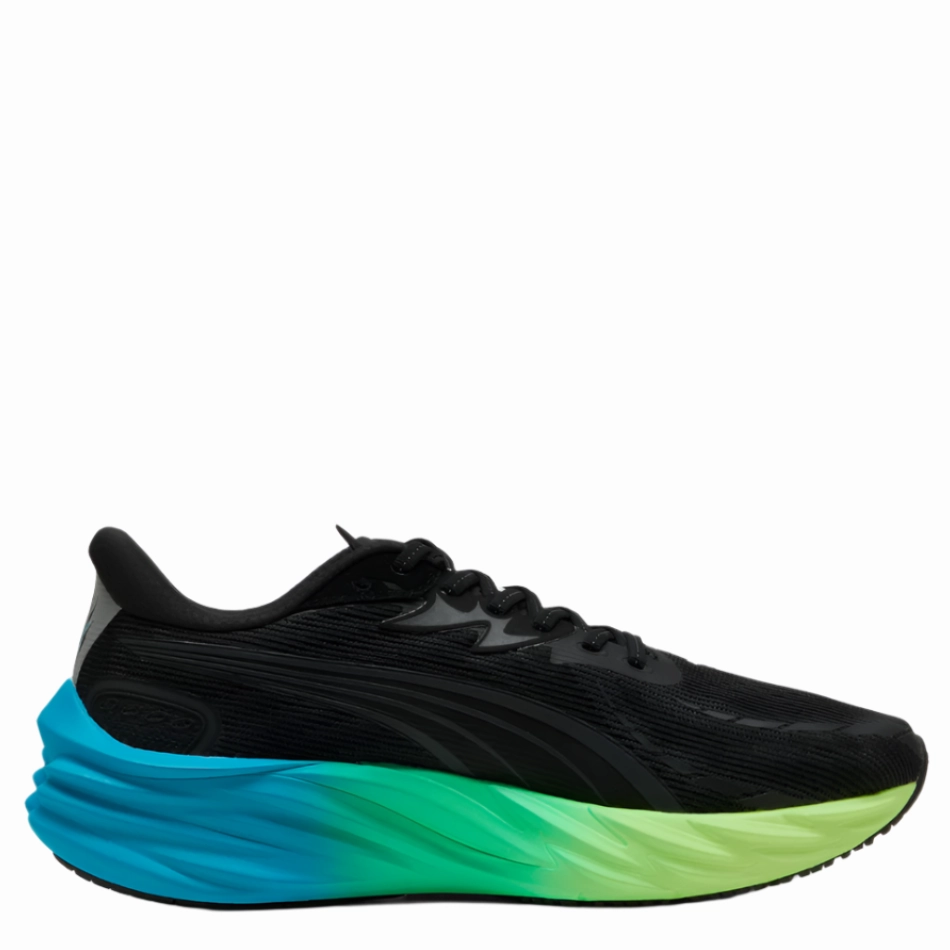 PUMA Men's Velocity NITRO 4 Running Shoes in PUMA Black/Speed Blue AW25 rainy running