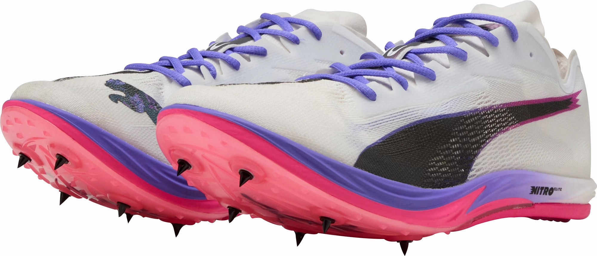 Puma Nitro Elite 3 Long Distance Running Spikes - White slip-resistant Wing Sprint