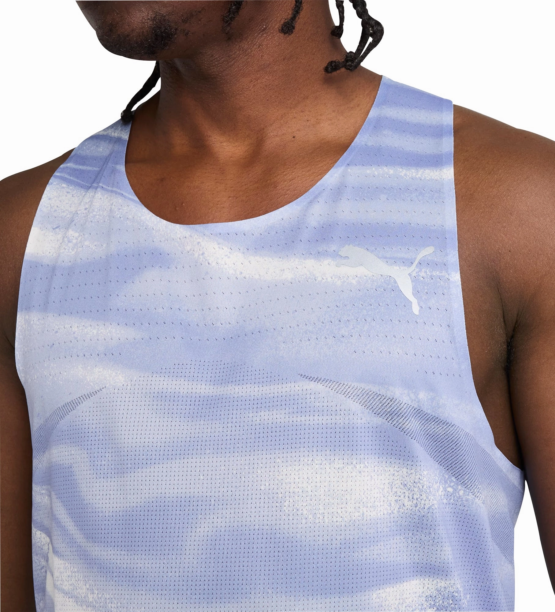 Puma Raceday UltraSpun Graphic Mens Running Vest - Blue Contentment