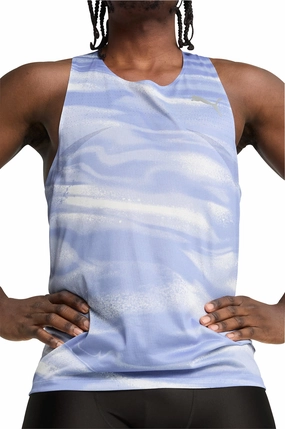 Puma Raceday UltraSpun Graphic Mens Running Vest - Blue Tear Resistant Material