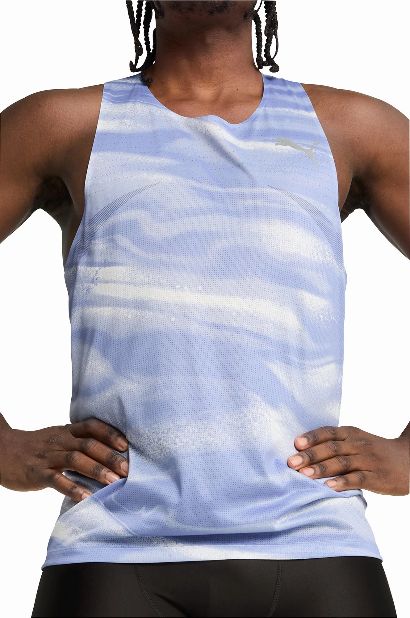 Puma Raceday UltraSpun Graphic Mens Running Vest - Blue Tear Resistant Material