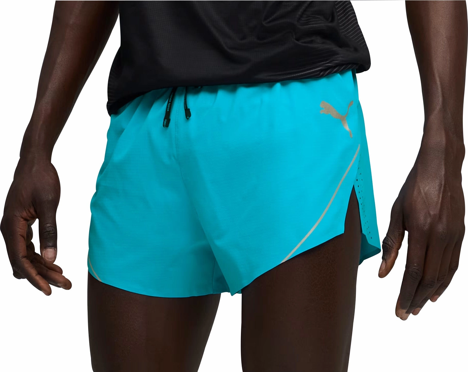 present for her Breathable Stretch Puma Raceday Ultraweave 3 Inch Split Mens Running Shorts - Blue