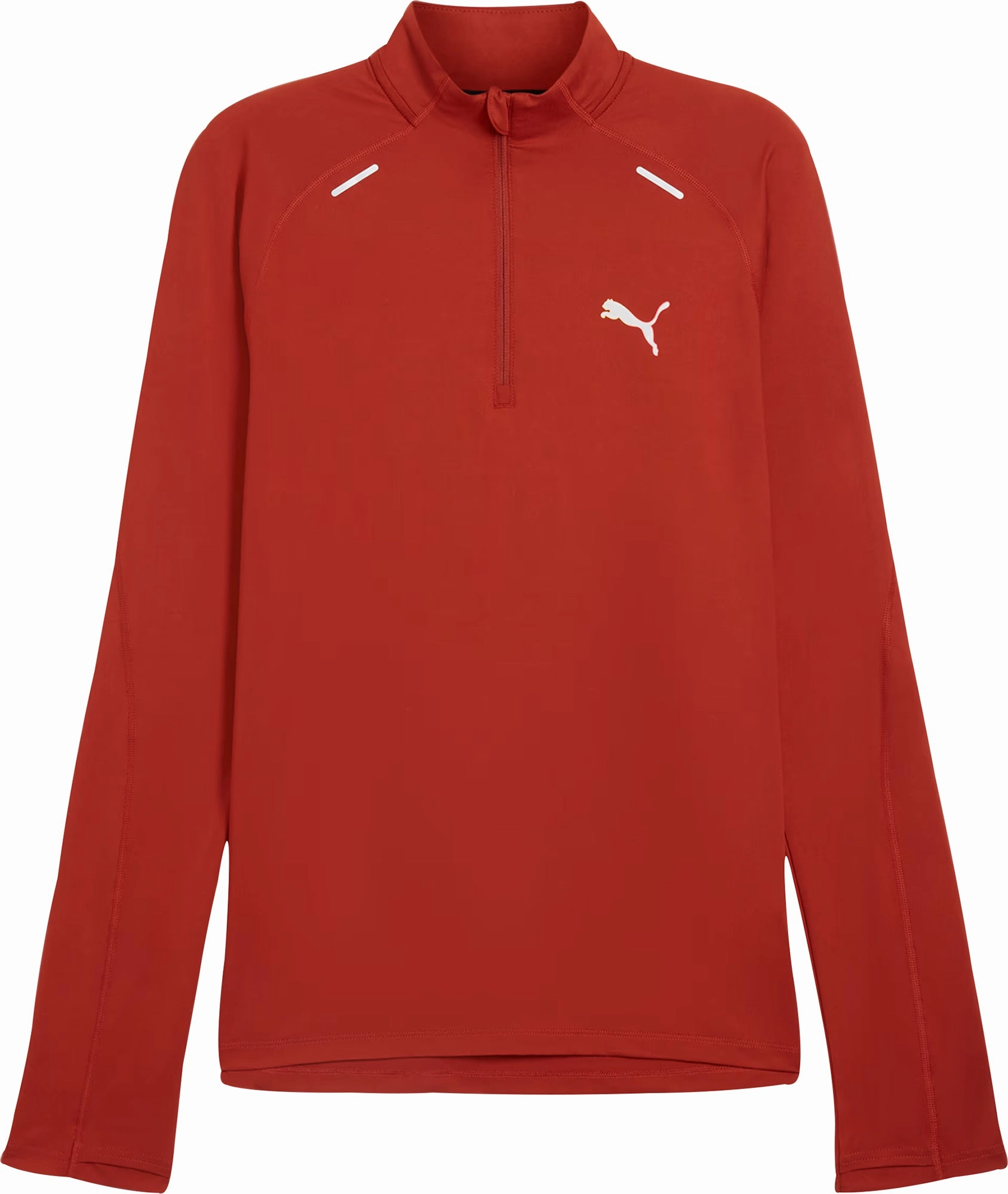 Rayon 3D Knit Body Mapping Puma Run Cloudspun Half Zip Long Sleeve Mens Running Top - Red