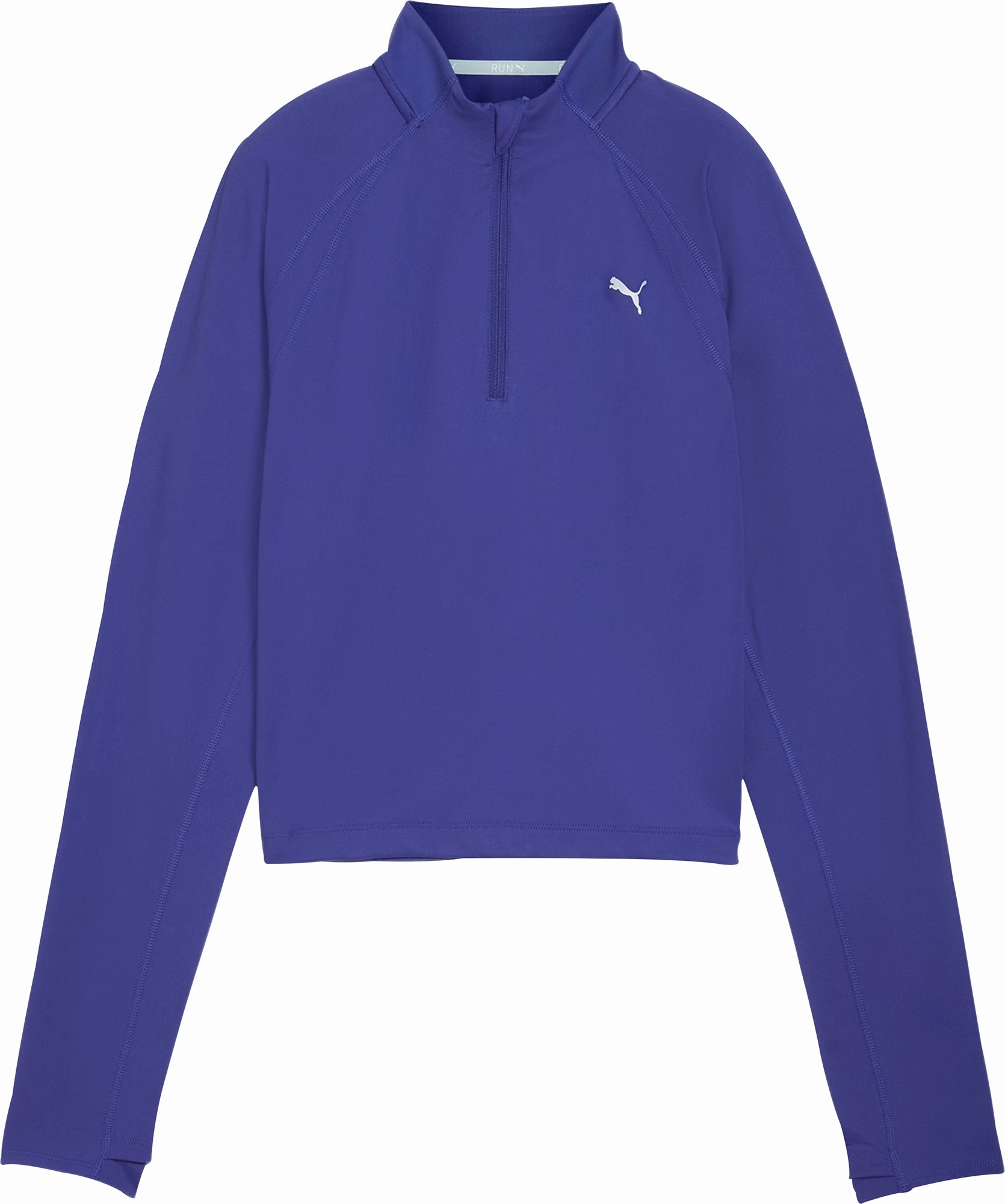 Puma Run CloudSpun Half Zip Long Sleeve Womens Running Top - Blue driving Collared neck