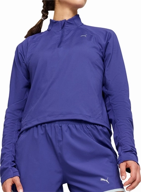 Puma Run CloudSpun Half Zip Long Sleeve Womens Running Top - Blue Perfume