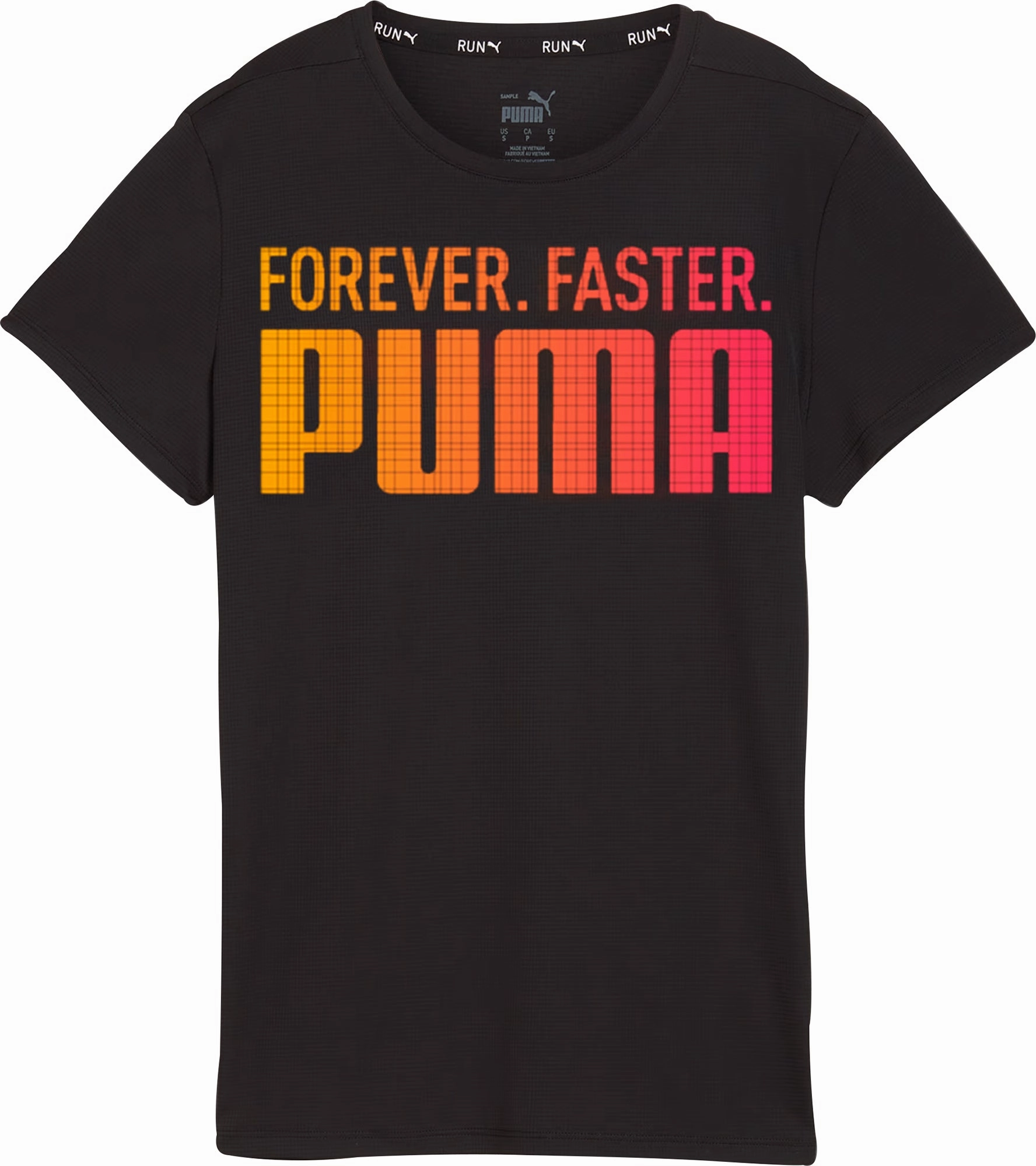 Taped Neckline Layered Look Puma Run Favourite Graphic Short Sleeve Womens Running Top - Black