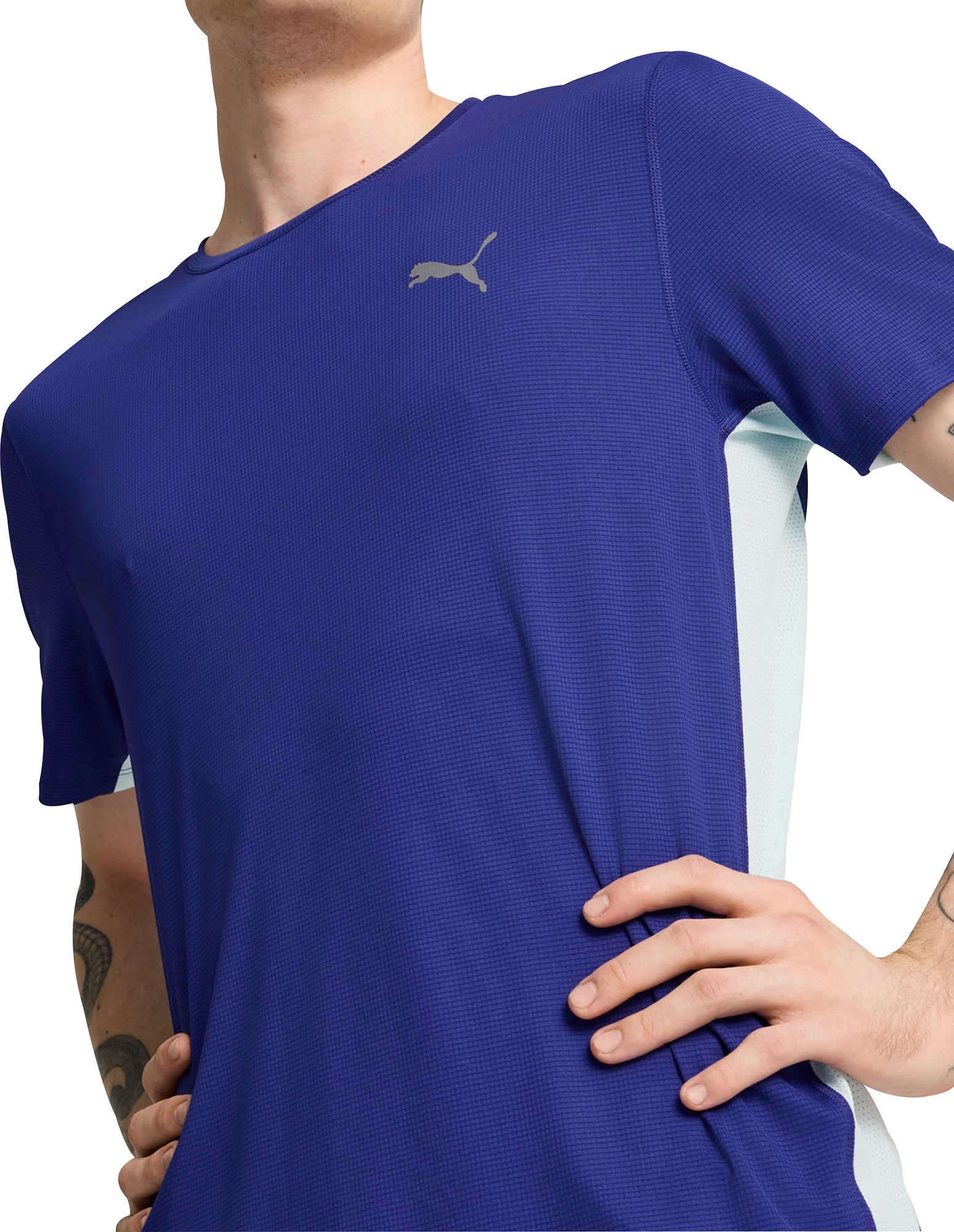 Sporty Layer Affordable Fashion Puma Run Favourite Short Sleeve Mens Running Top - Blue