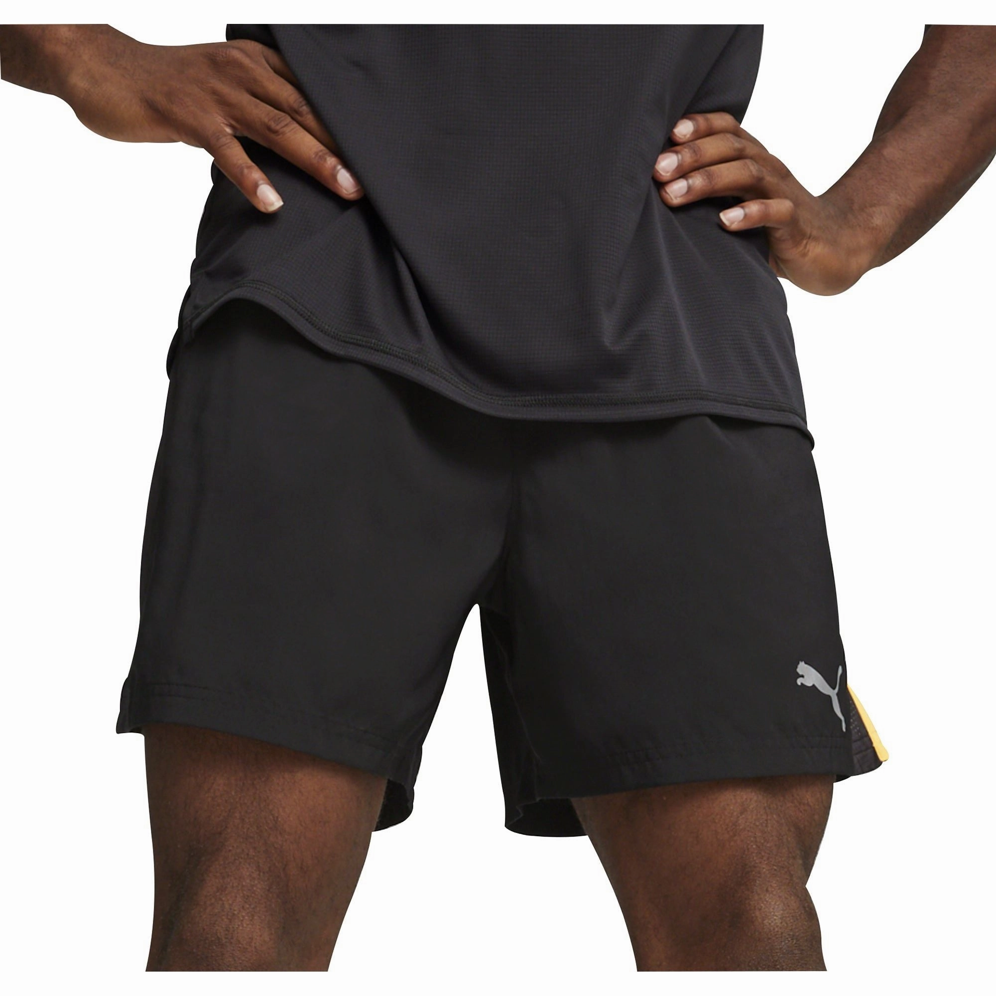 night out outfit Compact Storage Pocket Puma Run Favourite Velocity 5 Inch Mens Running Shorts - Black