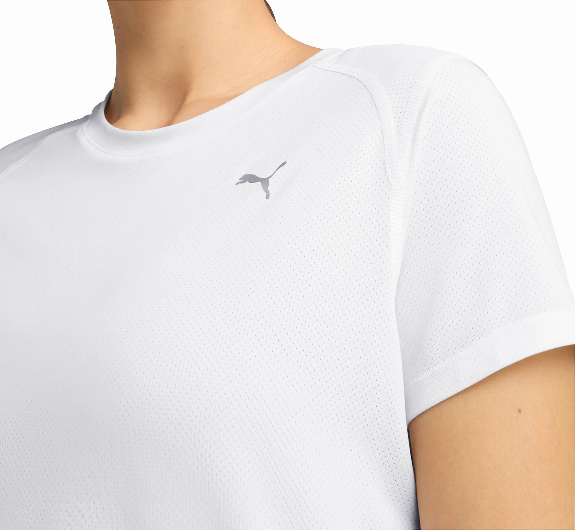 Floral freshness Puma Run Graphic Mesh Short Sleeve Womens Running Top - White