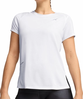 Puma Run Graphic Mesh Short Sleeve Womens Running Top - White Quick Comfort Wear