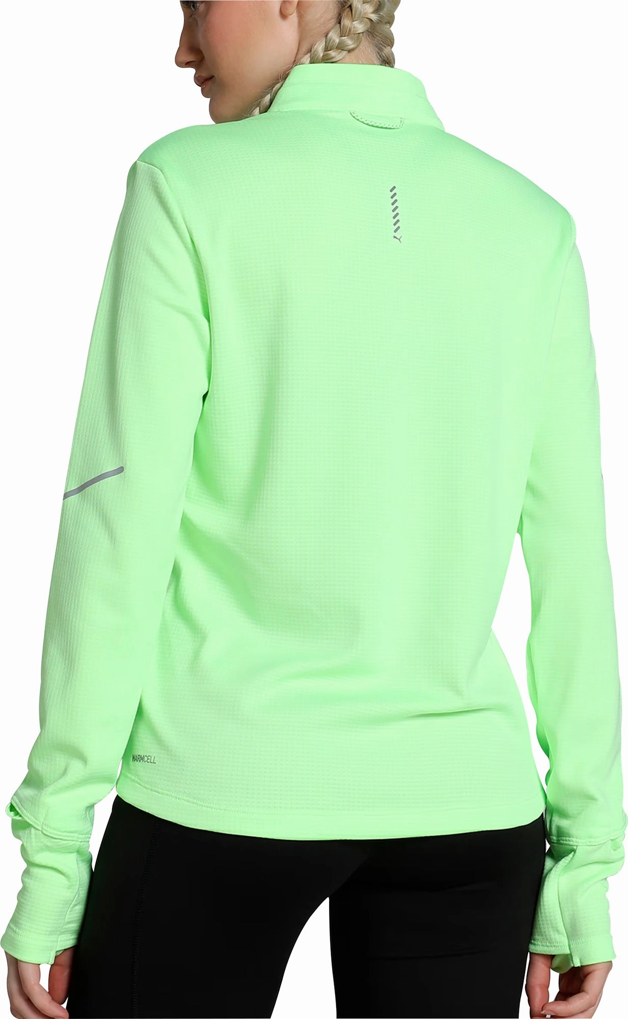 Puma Run Grid Fleece Half-Zip Long Sleeve Womens Running Top - Green Generic Influencer