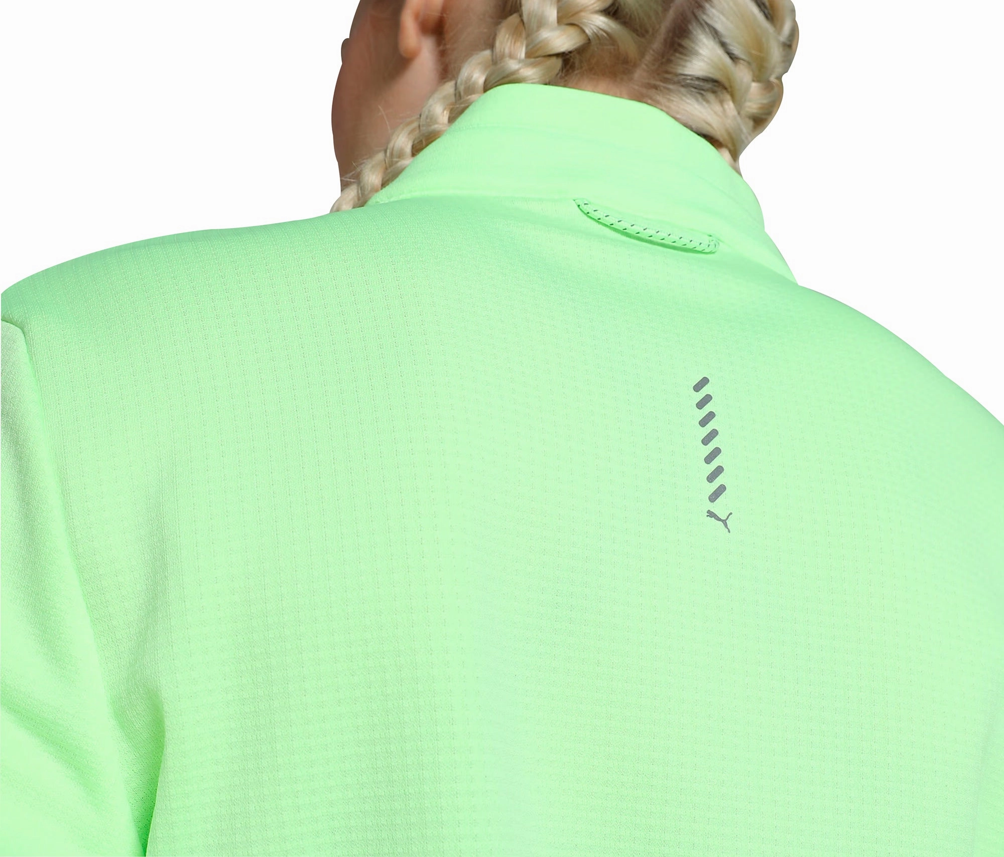 Puma Run Grid Fleece Half-Zip Long Sleeve Womens Running Top - Green Backyard