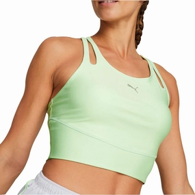 Rayon highly recommended Puma Run Ultraform Womens Running Cropped Vest Tank Top - Green