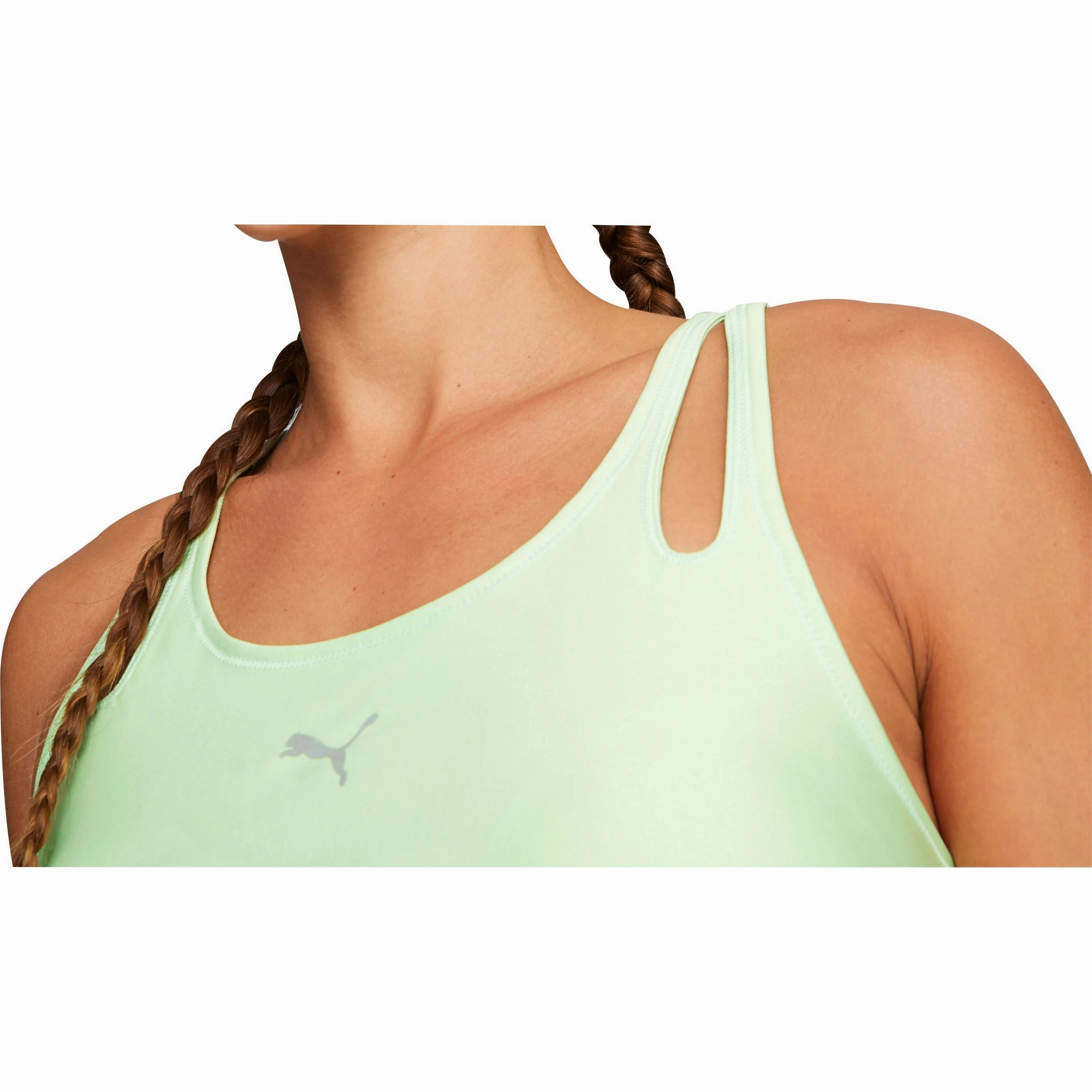 Puma Run Ultraform Womens Running Cropped Vest Tank Top - Green Level Easy to Carry