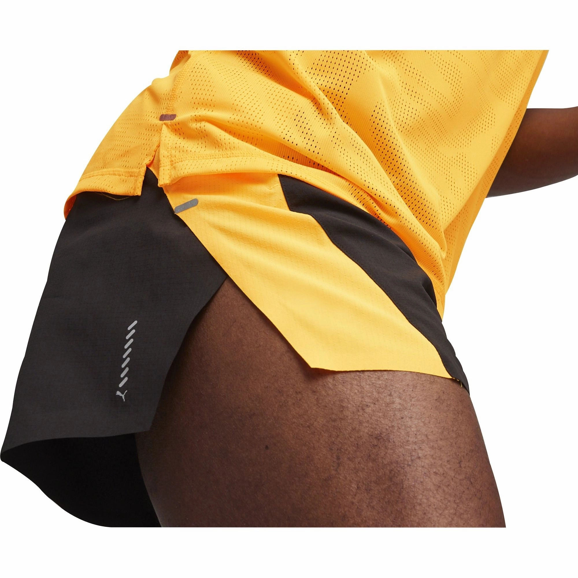Puma Run Ultraweave Velocity 3 Inch Mens Running Shorts - Black Light Reflective Trim Double Layered Knees