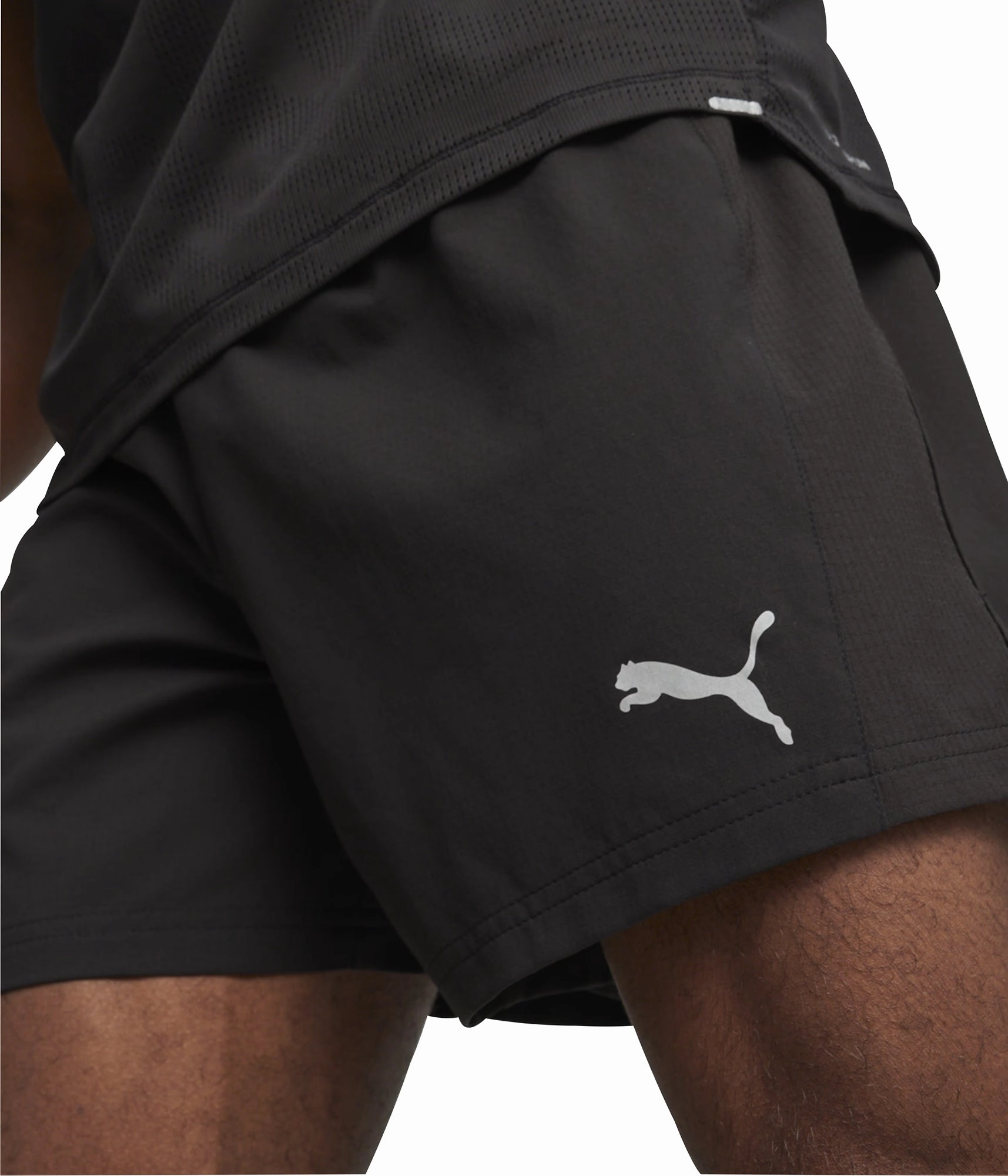 Puma Run Velocity Ultraweave 5 Inch Mens Running Shorts - Black Layered Cuff Design Core Comfort