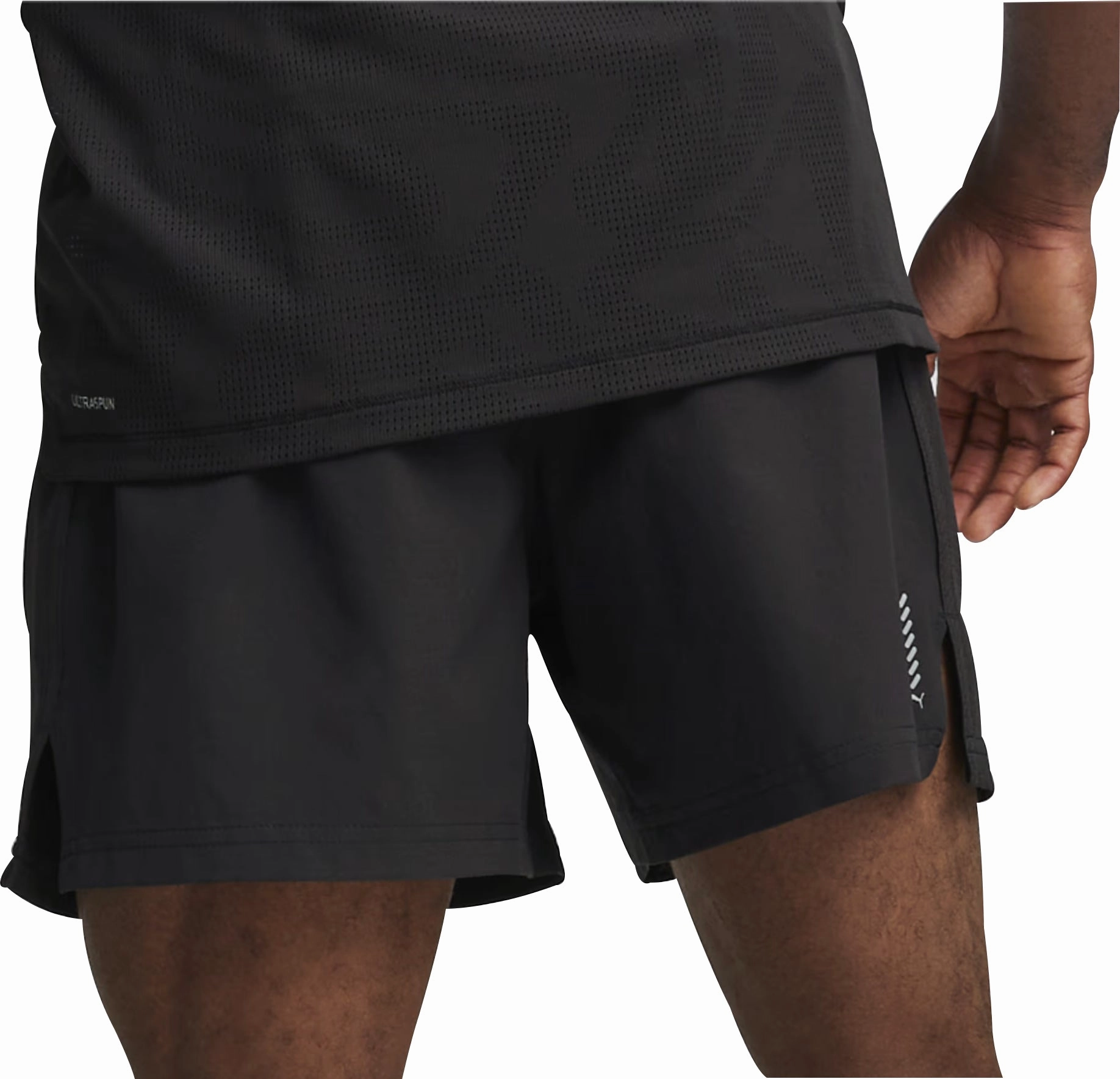 Workwear Relaxed Cut Puma Run Velocity Ultraweave 5 Inch Mens Running Shorts - Black
