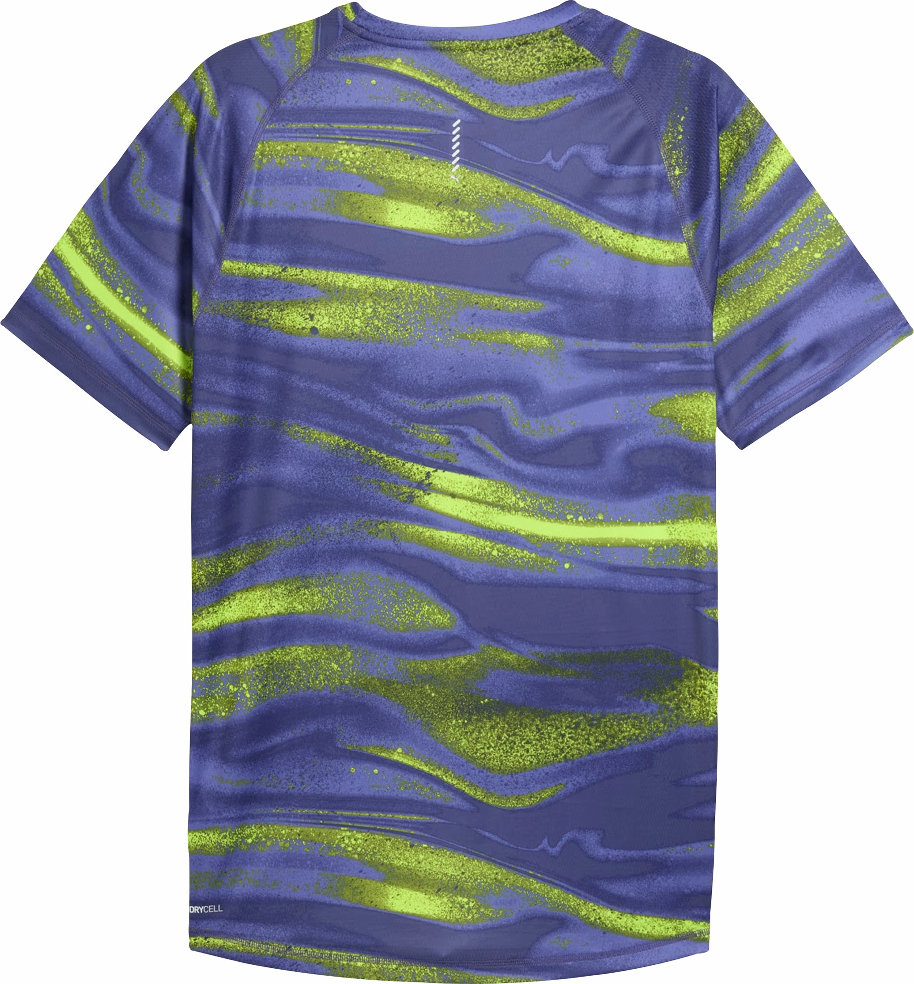 Puma Velocity All Over Print Short Sleeve Mens Running Top - Blue Heat Transfer Printing Casual Comfort Wear