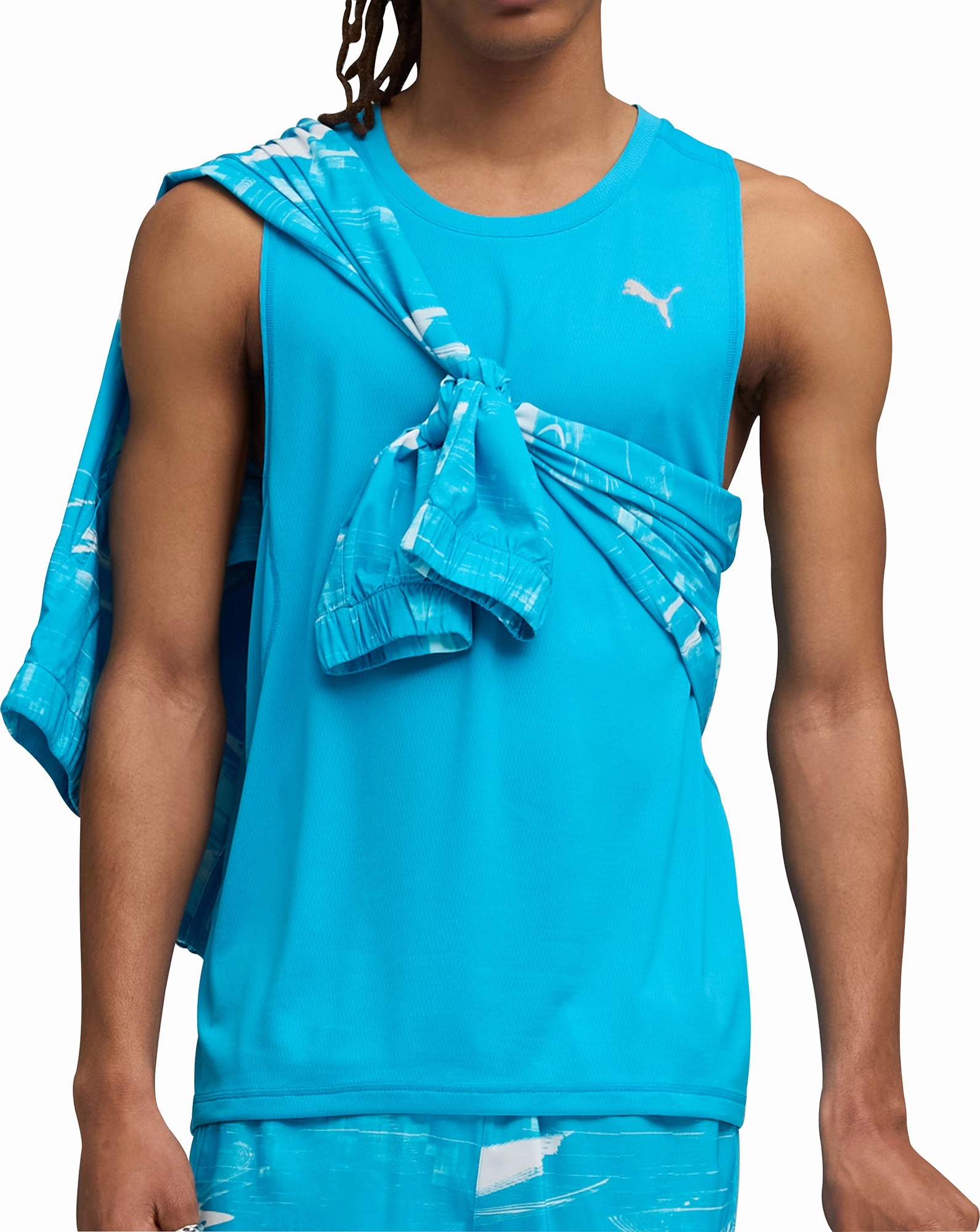 Puma Velocity Mens Running Vest - Blue Striped