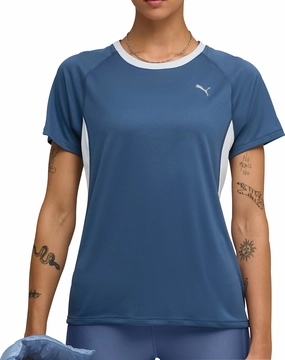 Puma Velocity Short Sleeve Womens Running Top - Blue Durable Material Layering Comfort Wear