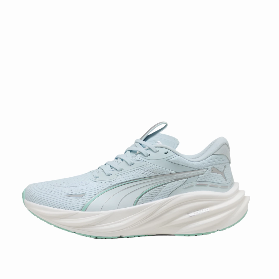 PUMA Women's Magnify NITRO 3 Running Shoes in Sea Glass/Mint Melt AW25 narrow - fit option Ergonomic Heel Design