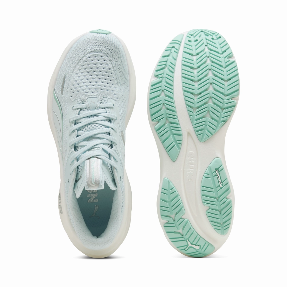 PUMA Women's Magnify NITRO 3 Running Shoes in Sea Glass/Mint Melt AW25 left - foot shoe