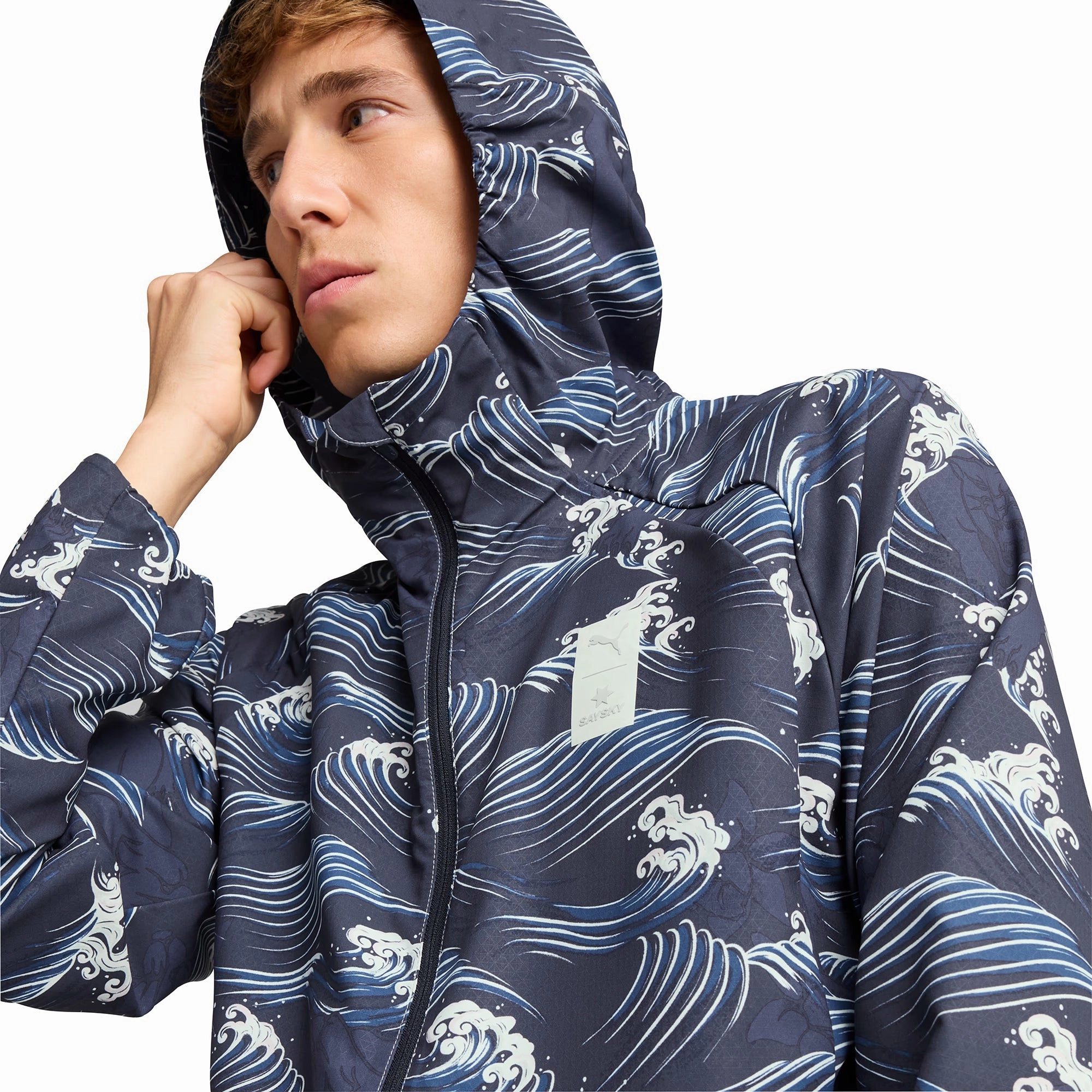 Light Reflective Urban Gear Puma X SAYSKY Graphic Mens Running Jacket - Blue