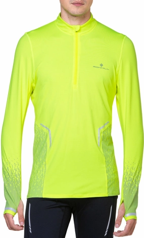 Name - brand Thin Ronhill Tech Reflect Half Zip Long Sleeve Mens Running Top - Yellow