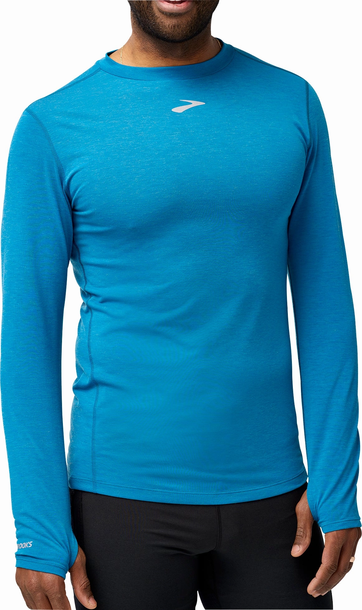 Abrasion resistant UV Protective Fabric Brooks High Point Long Sleeve Mens Running Top - Blue