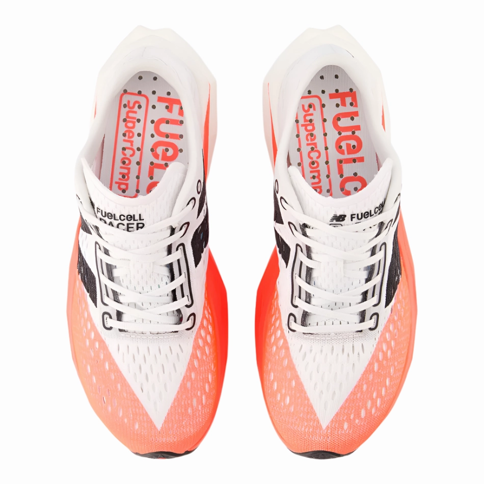 Hyperlock Heel New Balance Women's Fuelcell Supercomp Pacer V2 Running Shoes in Urgent Red/White/Silver Metallic AW25