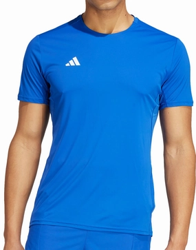 Sustainable Production Process Anti-static adidas Adizero Essentials Short Sleeve Mens Running Top - Blue