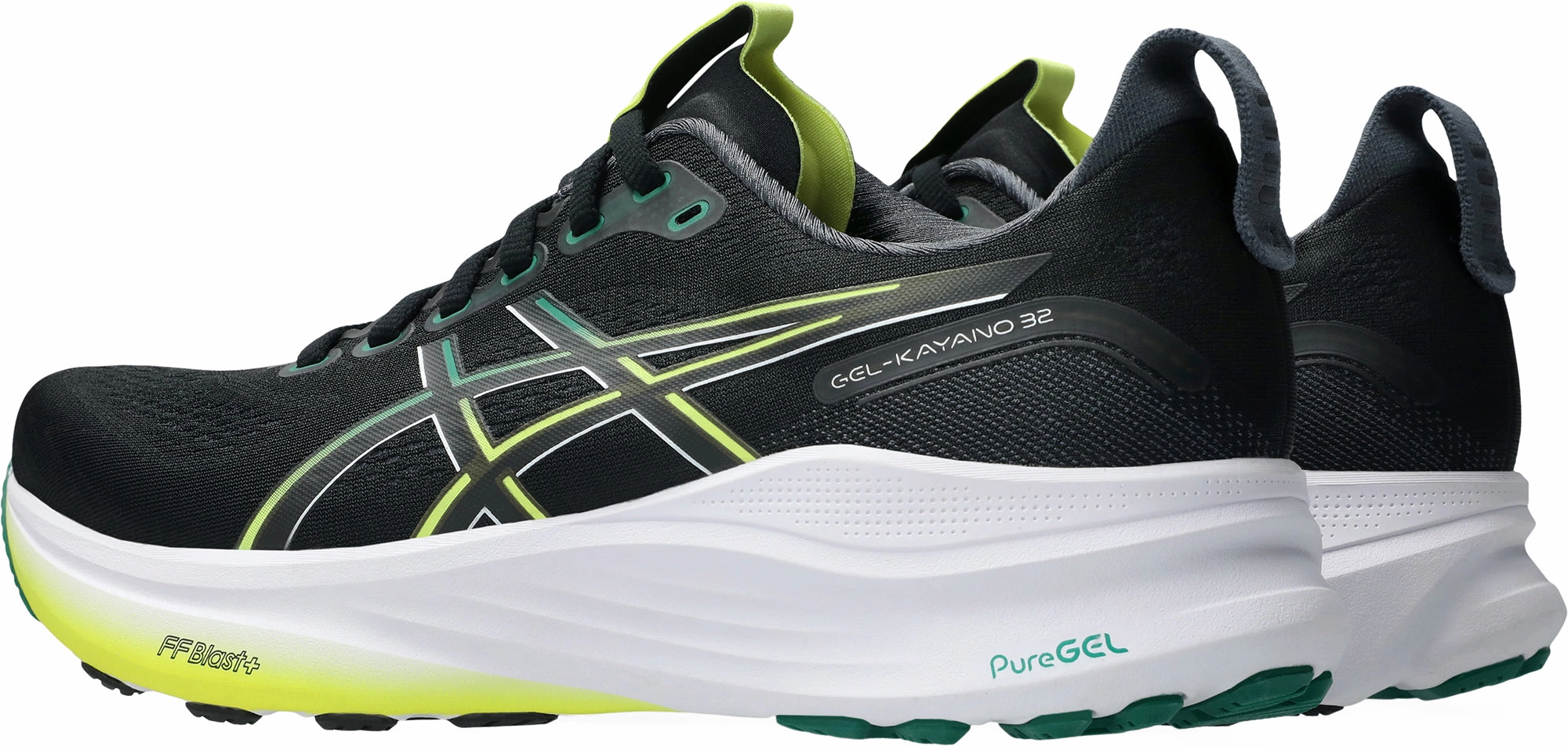 Asics Gel Kayano 32 Mens Running Shoes - Black latex - sole shoes Neutral Ride