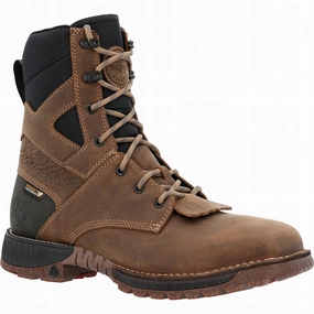 Warm And Comfortable Active Use Men's Comp-Toe Rocky Hi-Wire Waterproof Western Work Boot In Earth