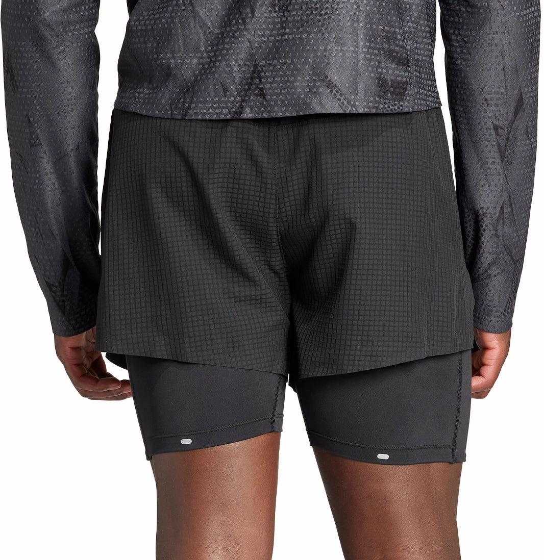 Fun Patterns Versatile Piece adidas Ultimate 2 In 1 Mens Running Shorts - Black