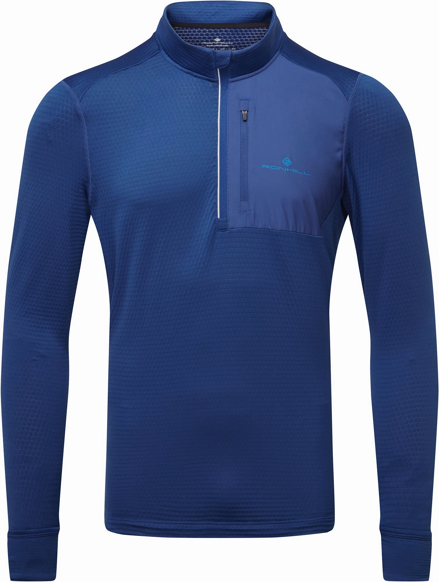 Forest trail Ronhill Tech Winter Half Zip Long Sleeve Mens Running Top - Blue