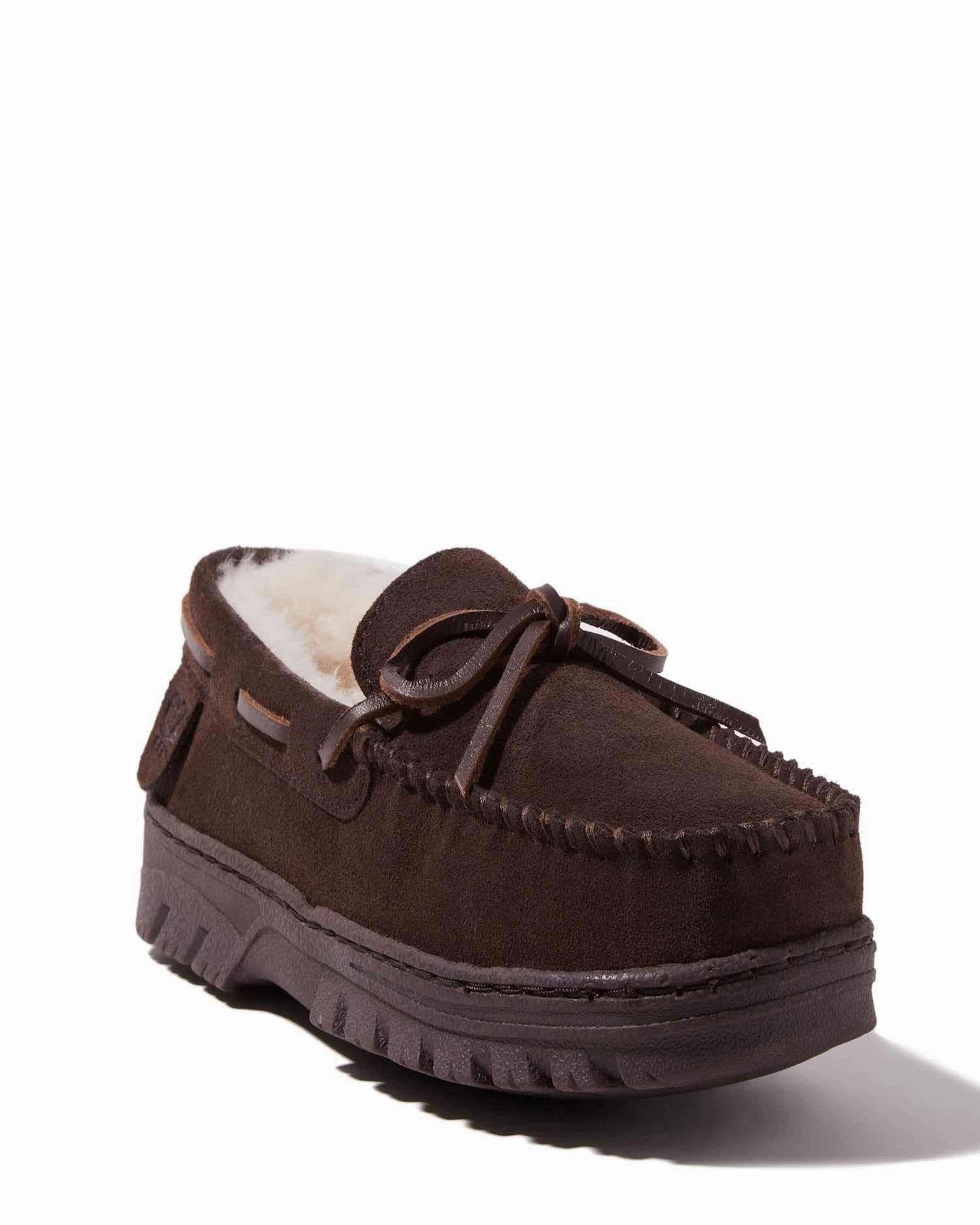 Instant Footwear Fit buckle EZ Feet Men's Genuine Suede and Shearling Wool Moccasin